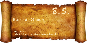 Burics Simon névjegykártya